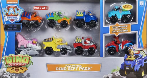 Miniatura 2 de PAW Patrol 6056889 - Paquete de regalo de rescate de dinosaurios de metal real, 8 vehículos coleccionables fundidos a presión, escala 1:55
