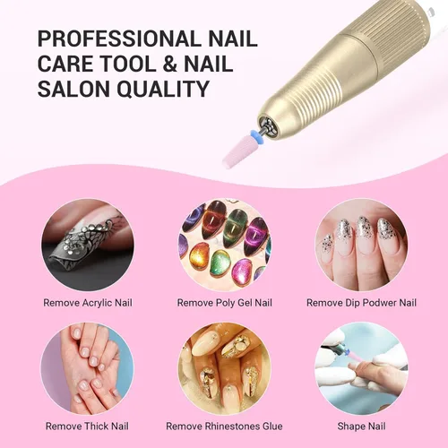 Miniatura 7 de MelodySusie Brocas de uñas 5 en 1, brocas de cerámica de corte cruzado de 3/32 pulgadas, adecuadas para manicura, pedicura, cutícula, esmalte en Rosa