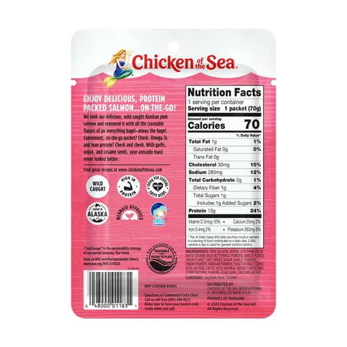 Miniatura 2 de Chicken of the Sea Salmón rosa de Alaska, paquetes de 2.5 oz. (Caja de 12), salmón capturado en la naturaleza, condimento para bagel de todo tipo