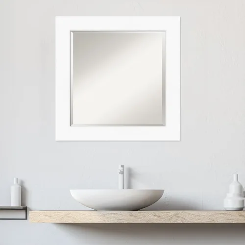 Miniatura 5 de Amanti Art - Espejo de baño blanco para sobre lavabo, espejo de tocador cuadrado blanco de 25x25 para gabinete, marco moderno mediano, se cuelga