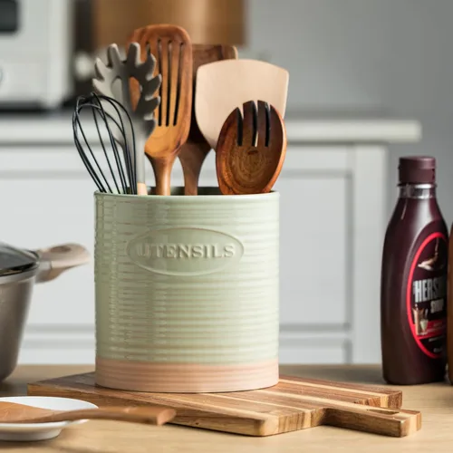 Miniatura 8 de YHOSSEUN Soporte para utensilios de cocina, de cerámica, para encimera de cocina, de 6.7 pulgadas, organizador de utensilios de cocina grande