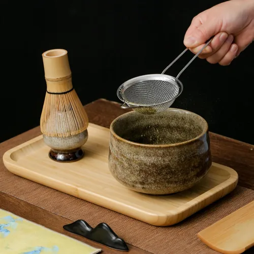 Miniatura 4 de AIYICIII Juego de batidor de matcha (7 piezas) – Juego de matcha con batidor, cuenco de boquilla para verter (15 onzas), soporte para Chasen, tamiz