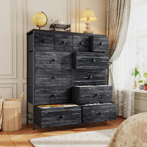 Miniatura 2 de Romorgniz - Cómoda para dormitorio con organizador de cajones de almacenamiento, cómodas y baúles de tela, marco de metal resistente, parte superior