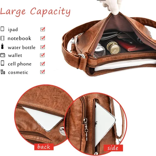 Miniatura 8 de Bolsos Hobo para mujer, bolso grande y bolsos de mano de piel sintética suave para mujer, bolsos de hombro con múltiples bolsillos bolsa cruzada