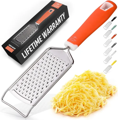 Miniatura 11 de Zulay Kitchen Rallador profesional de queso de acero inoxidable – Rallador de limón de metal duradero a prueba de óxido con mango – Rallador plano