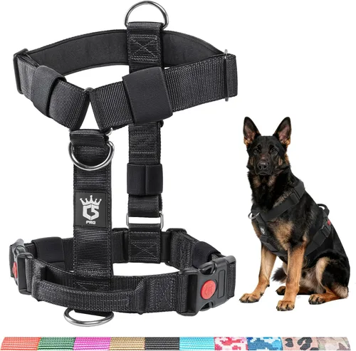 Miniatura 13 de TSPRO Arnés táctico sin tirones para perro, asa de control superior, hebilla de liberación rápida, ajustable, a prueba de escapes, para perros
