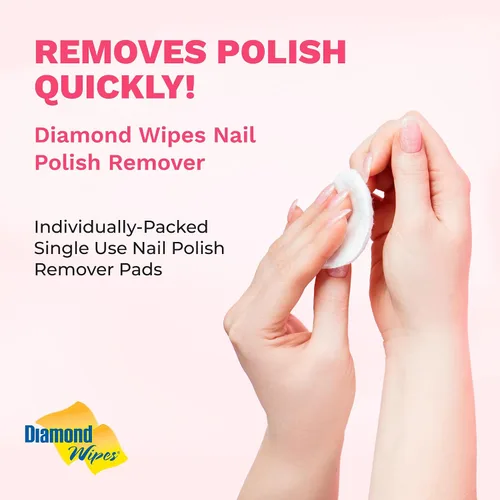Miniatura 2 de Diamond Wipes Toallitas removedoras de esmalte de uñas con aloe vera, almohadillas quitaesmalte de uñas de acetona, 50 toallitas envueltas
