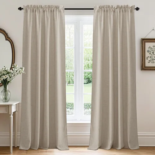 Miniatura 50 de RYB HOME Cortinas extralargas de 108 pulgadas de largo, transpirables con bolsillo para barra, cortinas traslúcidas blancas para sala de estar