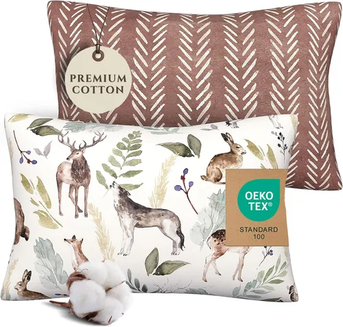 Miniatura 13 de Pobi Baby - Funda de almohada de algodón de 13 x 18 pulgadas, paquete de 2 fundas de almohada premium para niños pequeños, tejido de jersey Allure