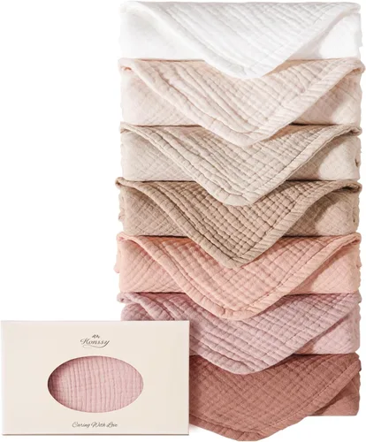 Miniatura 10 de Konssy Juego de paños de muselina para bebé, unisex, paquete de 7, ropa suave 100% algodón para recién nacidos, bebés niñas y niños Verde