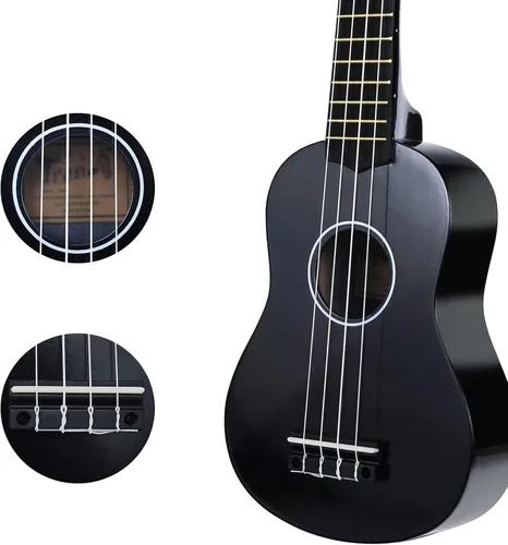 Miniatura 5 de Ukelele soprano de moda para principiantes de 21 pulgadas. Ukelele hawaiano para niños, adultos y estudiantes con bolsa de concierto (negro)