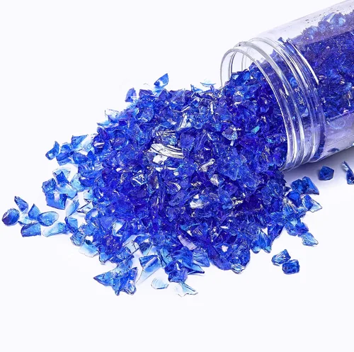 Miniatura 19 de TWINKLING Purpurina de Vidrio Triturado de Alto Brillo, Vidrio Roto, Piedras de Cristal de Fuego para Chimenea, Arte de Resina DIY, Manualidades