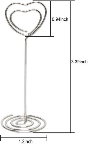 Miniatura 4 de Soporte para tarjetas de número de mesa, 25 soportes para fotos para mesas, soportes para números de fotos en forma de corazón, clips de tarjetas