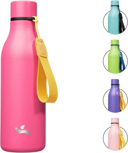 Miniatura 16 de Konokyo Botella de agua aislada con correa, botella de agua de acero inoxidable de 18 onzas de doble pared con aislamiento al vacío, frasco de Verde