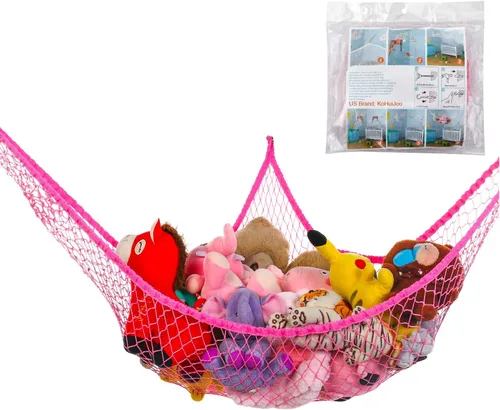 Hamaca de juguete, red de almacenamiento de animales de peluche y juguetes, 70 pulgadas, eslinga de pared tamaño extragrande, organizador de red de