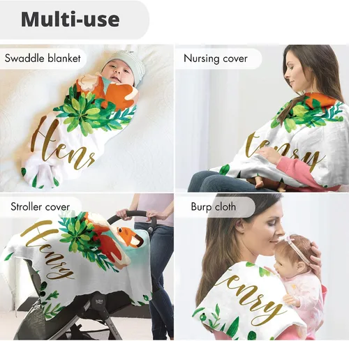 Miniatura 5 de Mantas de bebé personalizadas para niños - Regalos personalizados para bebés para niños - Regalos personalizados para bebés suaves y ligeros (zorro)
