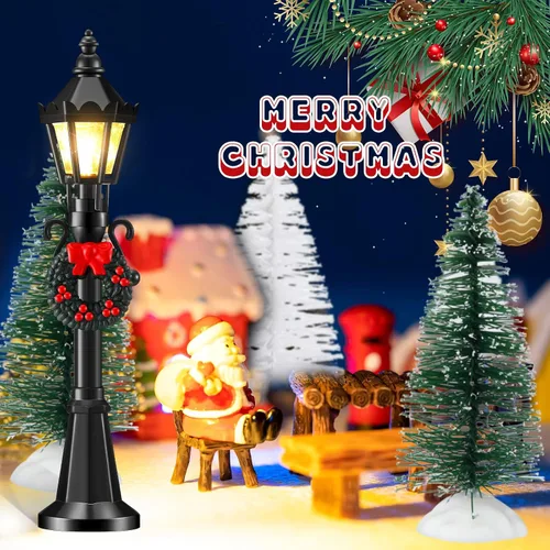 Miniatura 6 de Shappy 24 piezas de lámpara de Navidad, accesorios de pueblo, mini lámpara de calle, casa de muñecas, modelos de farola para modelos de luces