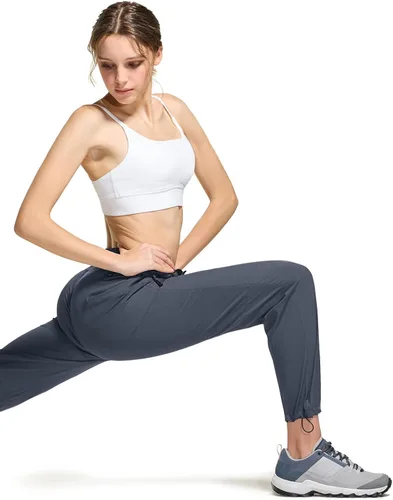 Miniatura 8 de CQR Pantalones de senderismo para mujer, pantalones cargo elásticos ligeros con bolsillos con cremallera, pantalones deportivos resistentes al agua