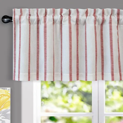 Miniatura 28 de DriftAway Briony - Cortina opaca con amarre para cocina, ajustable, diseño de globos, líneas texturizadas, estampadas, persianas romanas