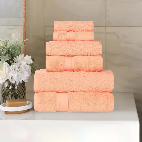 Miniatura 81 de Superior Juego de toallas surtidas de algodón Chevron de 12 piezas, cero torsión, secado rápido, artículos esenciales para el hogar, ducha, spa