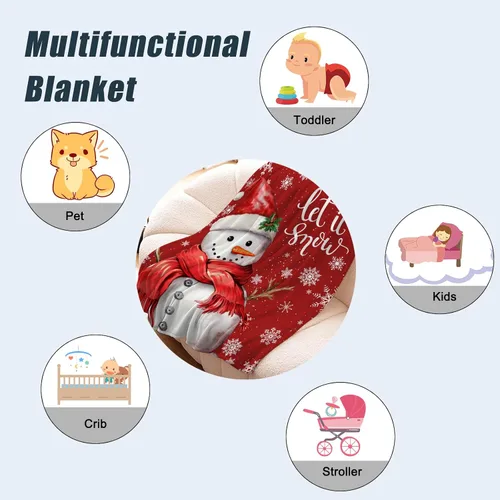 Miniatura 4 de Manta de Navidad para bebé, pequeña, roja, con copos de nieve de Navidad, manta de invierno y vacaciones, manta para arrullo de niños pequeños