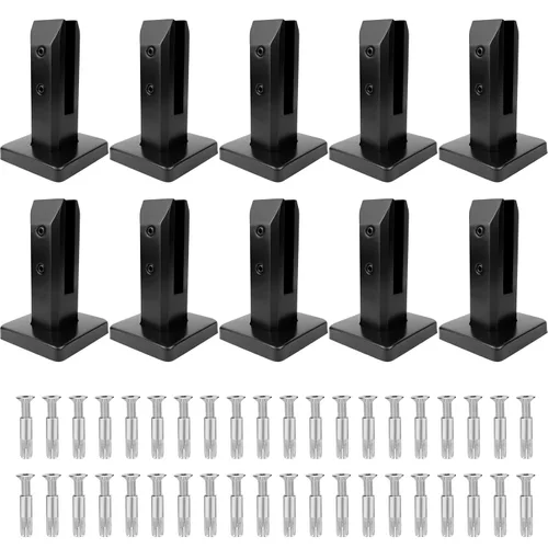 LukLoy Paquete de 10 espigas de vidrio SS2205 de grado marino para valla de piscina, soporte de abrazadera de barandilla negro mate para barandilla