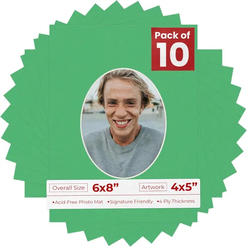 Miniatura 19 de Alfombrilla de 6 x 8 pulgadas, corte biselado para fotos de 4 x 5 pulgadas, diseño ovalado de color gris medio, sin ácidos, mate para proteger tus