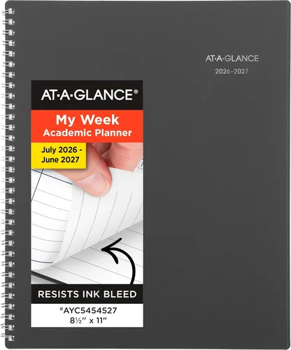Miniatura 9 de AT-A-GLANCE Agenda 2025-2026 académica, semanal y mensual, 8-1/2 x 11 pulgadas, grande, pestañas mensuales, cubierta flexible, DayMinder, carbón