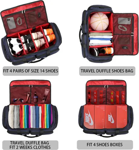 Miniatura 2 de Bolsa para zapatos de viaje, bolsa de lona para hombres y mujeres, para gimnasio, deporte, equipaje, bolsa de transporte, divisor, compartimento