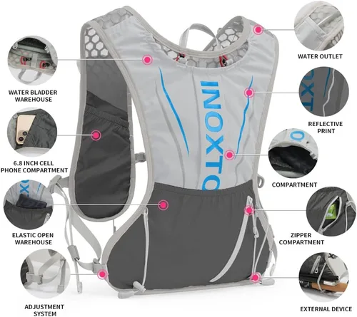 Miniatura 3 de IX INOXTO Chaleco de hidratación para correr para hombres y mujeres, mochila de agua para correr, paquete de hidratación de 3 litros, para correr
