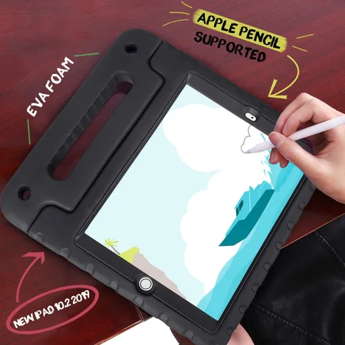 Miniatura 4 de HDE Funda para iPad de 9ª generación de 10.2 pulgadas para niños con protector de pantalla integrado a prueba de golpes con soporte de asa para Negro
