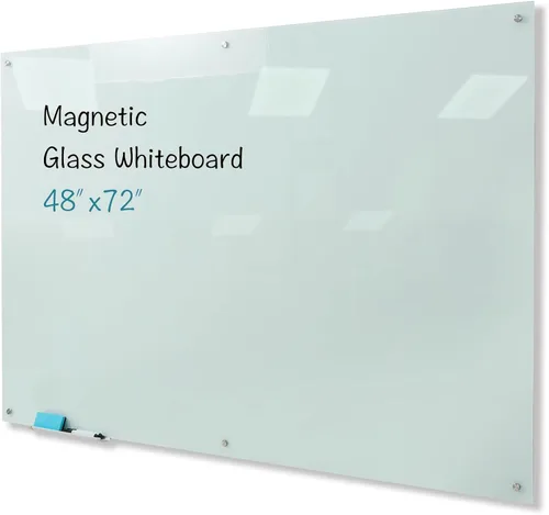 Miniatura 10 de Pizarra blanca magnética de cristal, 24 x 36 pulgadas, sin marco, pizarra blanca de borrado en seco, superficie montada en la pared para oficina