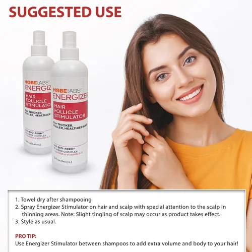Miniatura 5 de Hobe Labs Energizer - Estimulador de folículos capilares con jojoba y vitamina B-5 para cabello más grueso y completo, 12 onzas