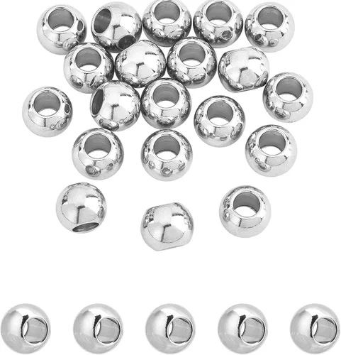 Miniatura 16 de NBEADS 100 cuentas espaciadoras de metal redondas lisas de acero inoxidable 304 de 0.315 pulgadas, cuentas sueltas para hacer joyas de bricolaje 100
