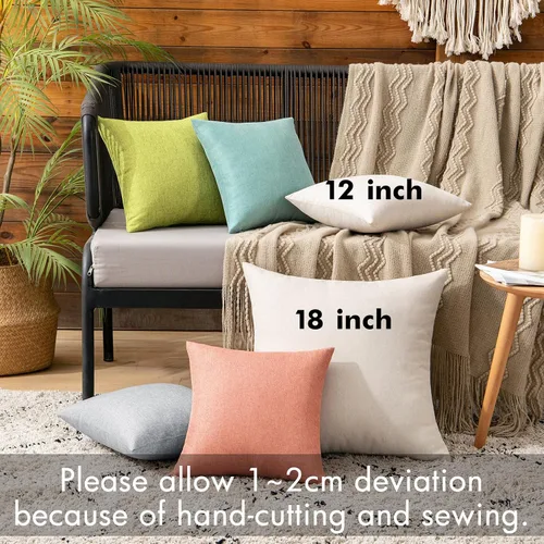 Miniatura 3 de MIULEE Paquete de 2 fundas de almohada decorativas para exteriores, impermeables, sólidas, de lino sintético, para jardín, granja, patio, tienda