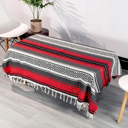 Miniatura 9 de Airooglee Manta mexicana grande de 69 pulgadas de largo x 51 pulgadas de ancho, perfecta para yoga, al aire libre, playa, serape, pícnic, camping
