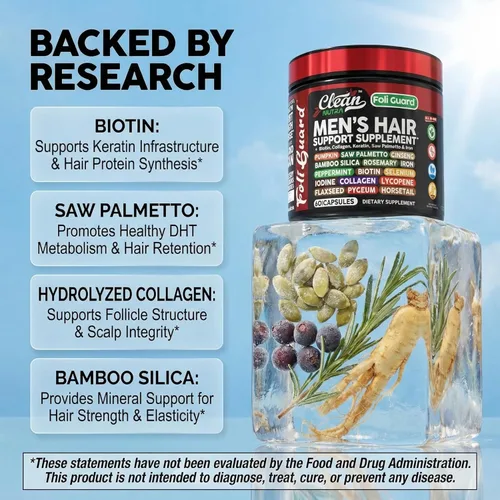 Miniatura 3 de Suplemento para el crecimiento del cabello para hombres Vitaminas para el cabello con biotina, colágeno, semilla de calabaza, saw palmetto