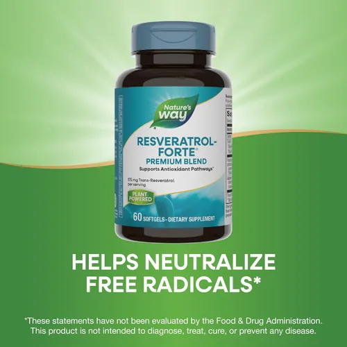 Miniatura 4 de Nature's Way Resveratrol-Forte, protege de los radicales libres*, 60 cápsulas blandas