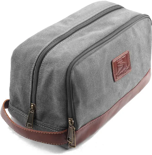 Miniatura 12 de Neceser de viaje para hombres y mujeres, organizador de artículos de tocador de lona resistente al agua, de cuero vegano, kit de Dopp colgante