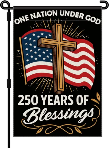 Blessings 250 Years America Garden Flag, 250 Anniversary USA Flag America Patriotic Banner 250 Year One Nation Under God 4th of July - Bandera