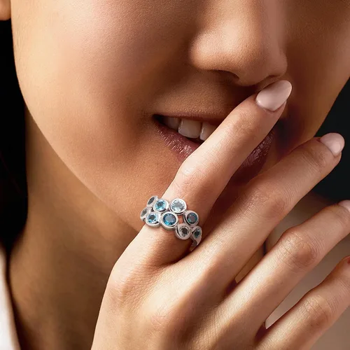 Miniatura 2 de Ross-Simons 2.50 ct. t.w. Tonal Blue Topaz Bubble Ring in Sterling Silver