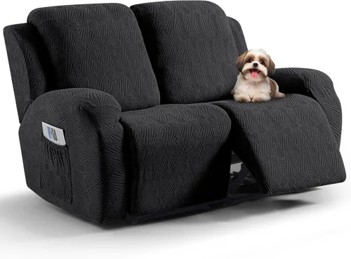Miniatura 21 de VANSOFY Fundas para sillas reclinables, 4 piezas, elásticas, de tela jacquard, suave funda para silla reclinable, protector de muebles con parte