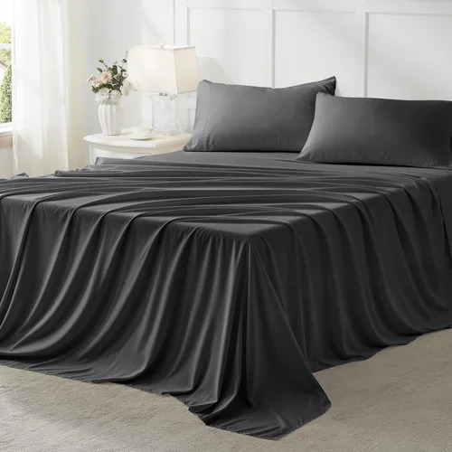 Miniatura 6 de Anluoer Juego de edredón de cama tamaño King en una bolsa de 7 piezas, color gris oscuro con sábanas, juegos de ropa de cama para todas las Gris