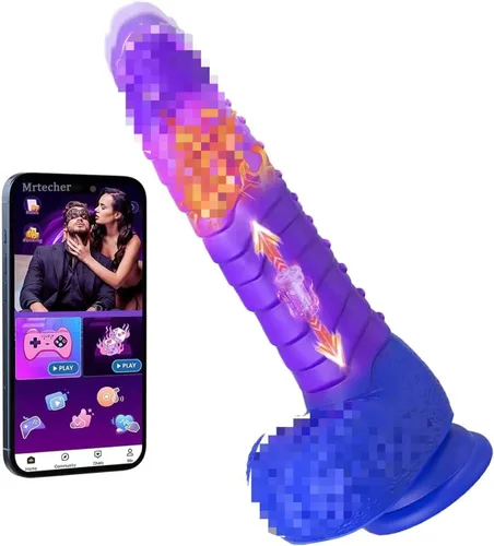 Consolador vibrador de empuje que cambia de color con calefacción, consolador fuerte con ventosa de 8.9 pulgadas, MEANINS Baron, consoladores