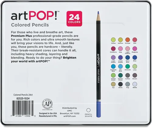 Miniatura 7 de artPOP! Lápices de colores premium Plus, juego de 24 colores, calidad profesional, suave y mezclable, núcleo resistente a la rotura de 0.118 in