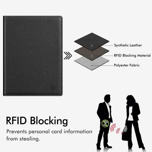Miniatura 8 de Fintie - Funda para pasaporte, billetera de viaje delgada con bloqueo RFID, estuche para tarjetas, protector para pasaporte, elementos esenciales