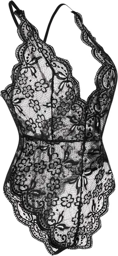 Miniatura 2 de Body de lencería de encaje para mujer una pieza cuello halter ropa de noche
