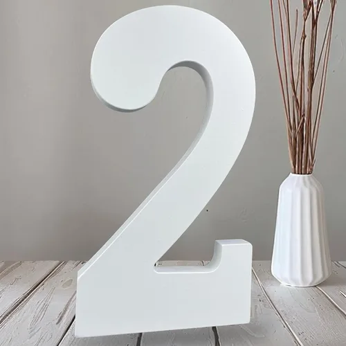 AOCEAN Números de madera blanca de 10 pulgadas, número de madera sin terminar para pared, números decorativos de pie, rebanadas, decoración de Dos