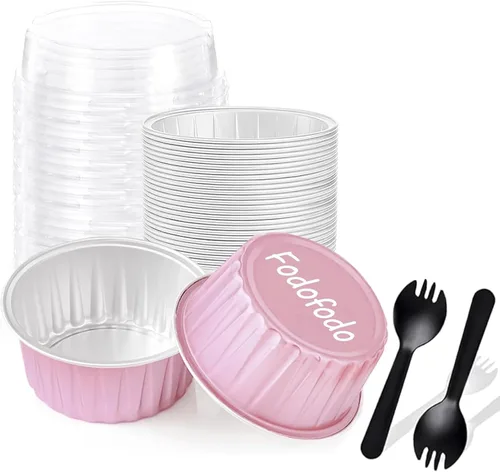 Miniatura 8 de 25 piezas de moldes redondos para pan mini con tapas, moldes para pastel mini con tapas, ramequines desechables para magdalenas, moldes para Oro