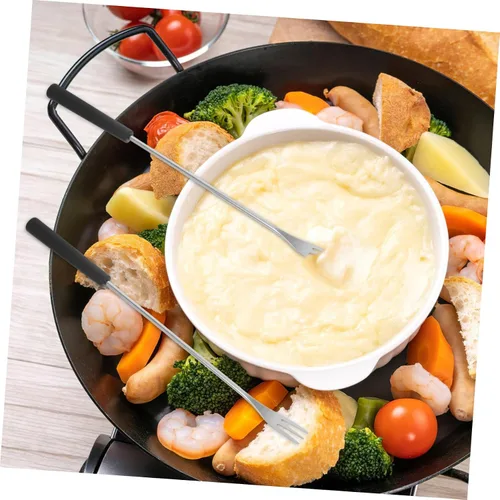 Miniatura 9 de STOBAZA 12 tenedores de fondue de acero inoxidable de 10.2 pulgadas, palitos de fondue de queso, utensilios de cocina, tenedores de alimentos